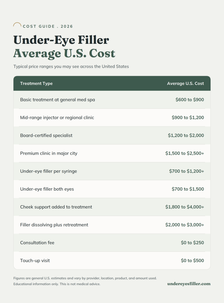 Under Eye Filler Average U.S. Cost